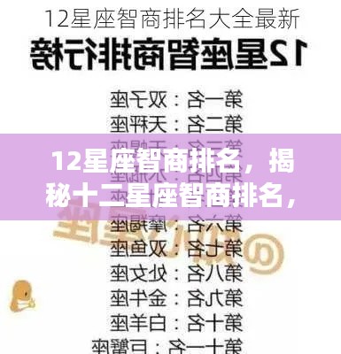 揭秘十二星座智商排名，天赋与智慧并存的星座密码榜单揭晓！