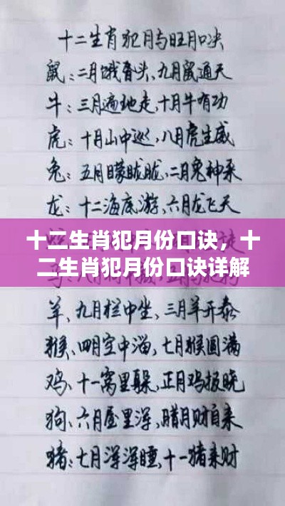 十二生肖犯月份口诀详解,揭秘生肖运势波动背后的秘密