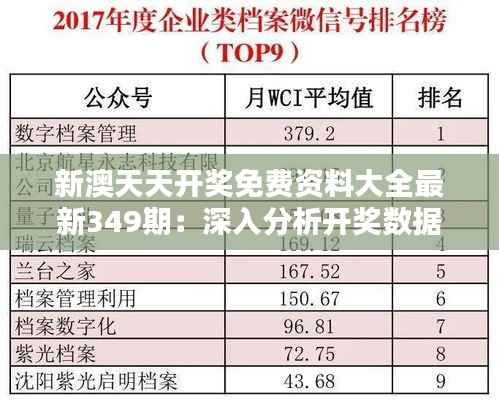 新澳天天开奖免费资料大全最新349期:深入分析开奖数据的概率之妙