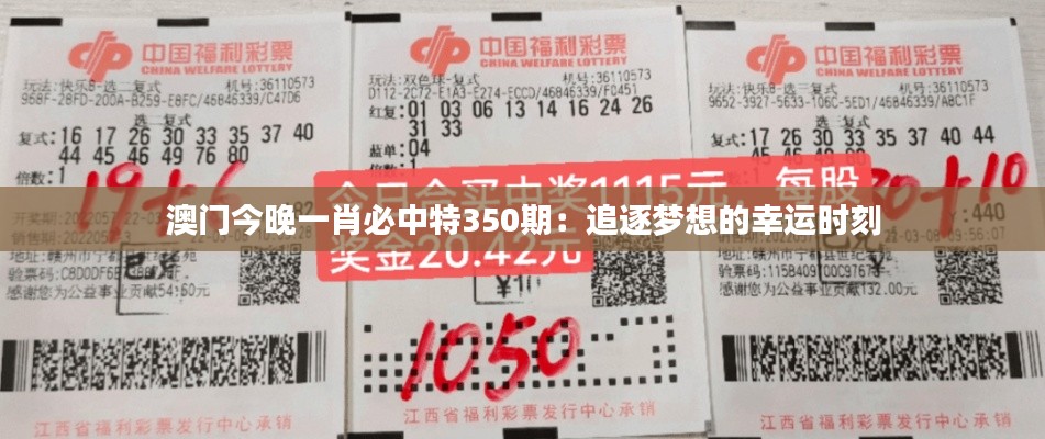 澳门今晚一肖必中特350期:追逐梦想的幸运时刻