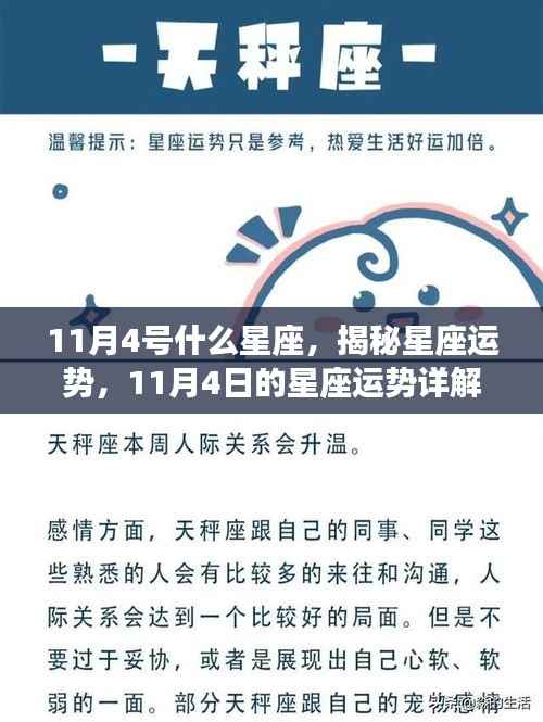 揭秘11月4日星座运势,属于你的星座运势详解