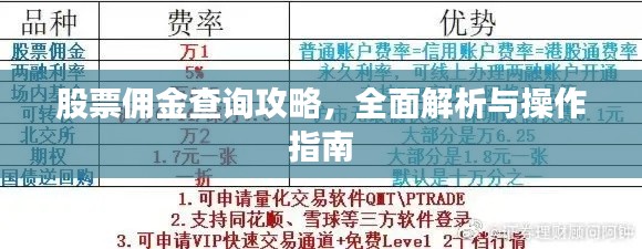 股票佣金查询攻略,全面解析与操作指南